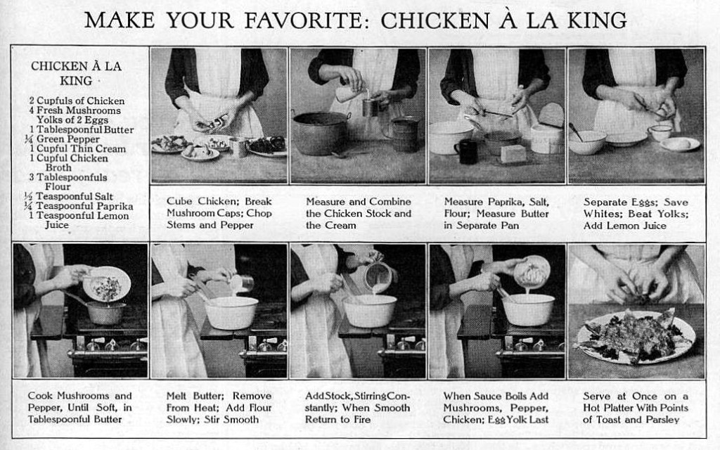 Chicken a la king recipe, 1916