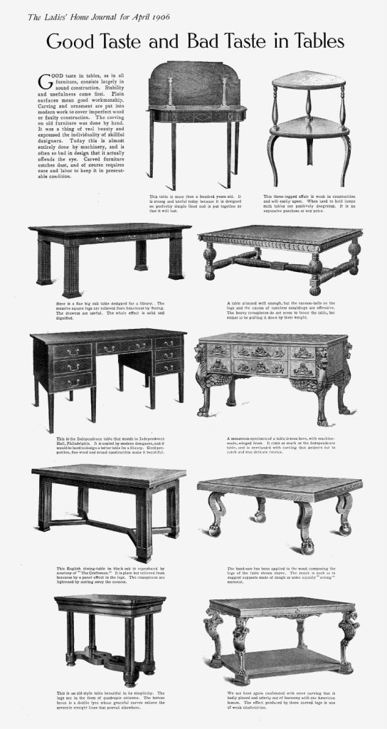 Good and bad tables in 1906