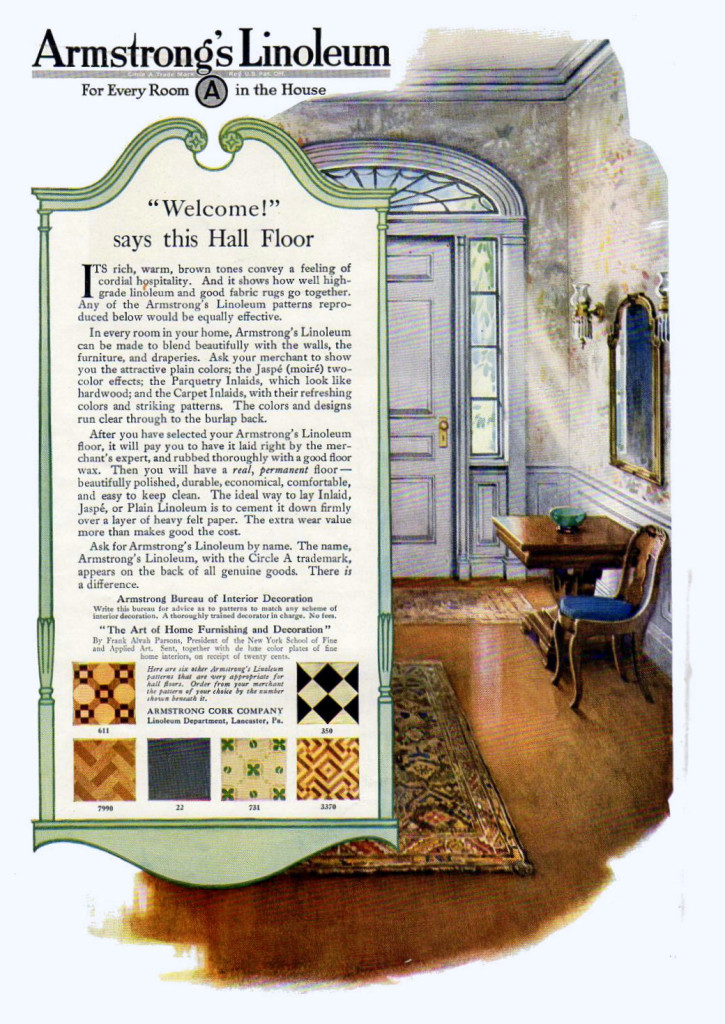 Armstrong's Linoleum ad from 1919