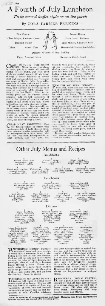 A Fourth of July Luncheon, 1916