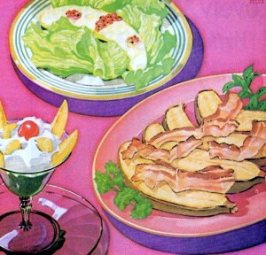 vintage recipe for Baked Bananas with Bacon