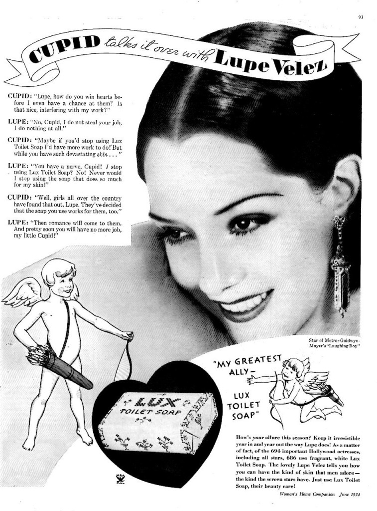 Lupe Velez in an ad for Lux Toilet Soap, 1934