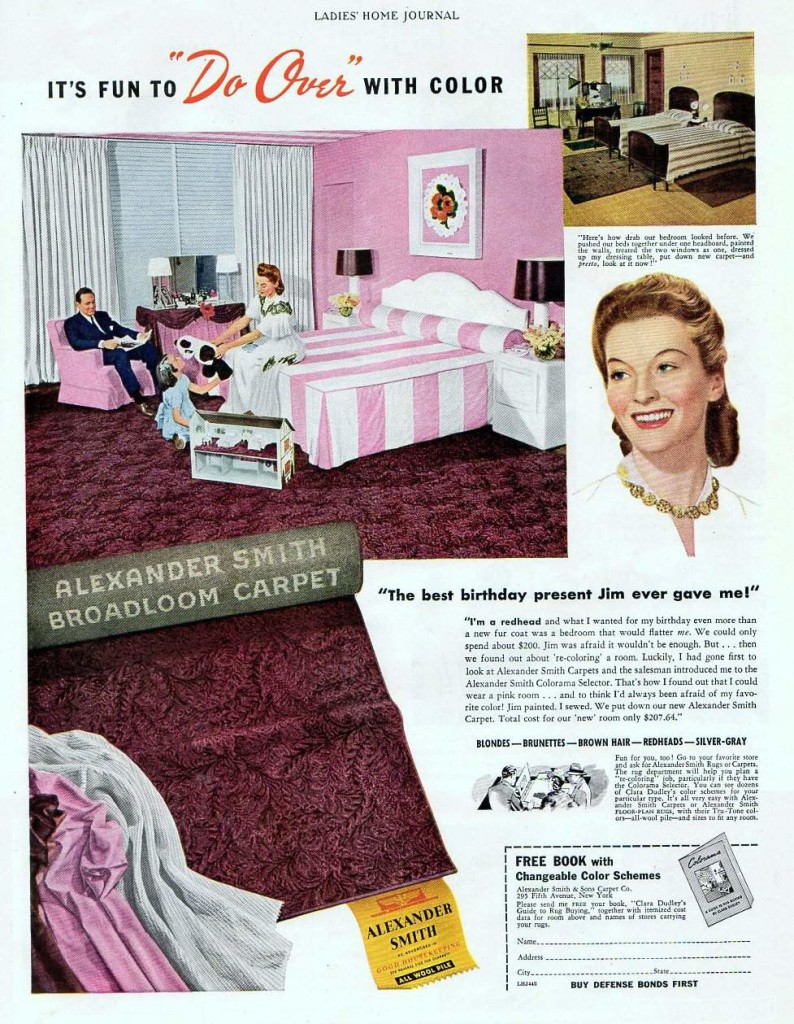 Match your hair to your room with the Alexander Smith Colorama Selector, 1942